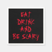 Essen Sie trinken und beängstigendes rotes Hallowe Serviette (Vorderseite)