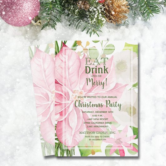 Essen Sie trinken und fühlen Sie sich am blumigen Einladung