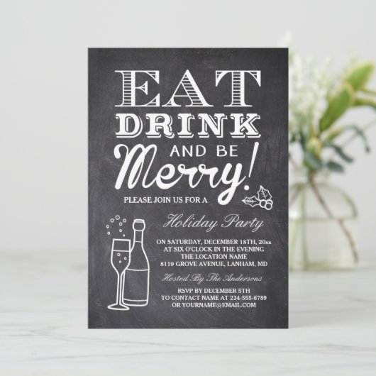 Essen Sie trinken und fühlen Sie sich wie in der H Einladung (Stehend Vorderseite)