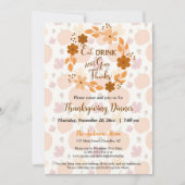 Essen Sie trinken und geben Sie vielen Dank Floral Einladung (Vorderseite)
