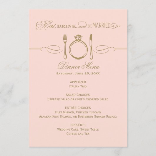 Essen Sie trinken und genießen Sie Verheiratete Go Menükarte (Vorderseite)