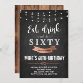 Essen Sie trinken und lassen Sie sich zum 50. Gebu Einladung (Vorne/Hinten)