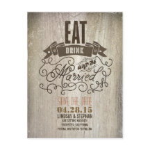 Essen Sie trinken und Save the Date auf der Postka