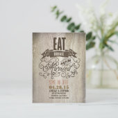 Essen Sie trinken und Save the Date auf der Postka Ankündigungspostkarte (Stehend Vorderseite)