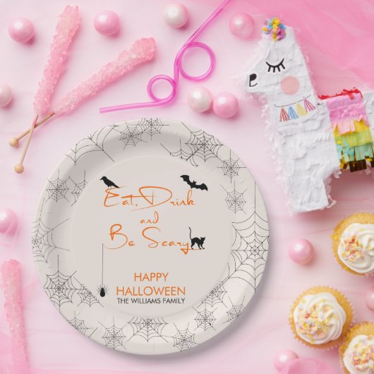 Essen Sie trinken und seien Sie Beängstigend Hallo Pappteller (Party)