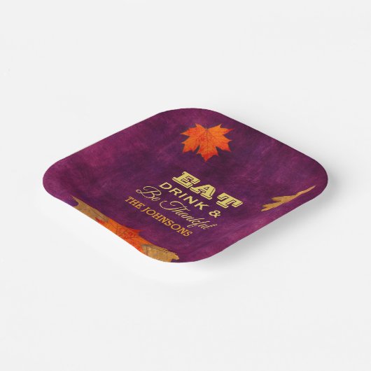 Essen Sie trinken und seien Sie dankbar Blätter Pappteller (Gewinkelt)