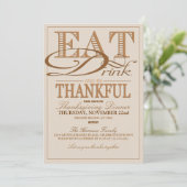 Essen Sie trinken und seien Sie dankbar Erntedank Einladung (Stehend Vorderseite)