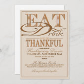 Essen Sie trinken und seien Sie dankbar Erntedank Einladung (Vorne/Hinten)