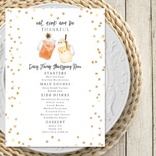 Essen Sie trinken und seien Sie dankbar Erntedank  Menükarte