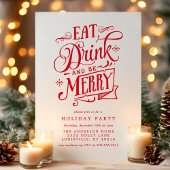 Essen Sie trinken und seien Sie frohe rote Streife Einladung