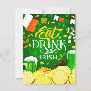 Essen Sie trinken und seien Sie irisch Postkarte