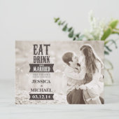 Essen Sie trinken und seien Sie Save the Date Verh (Stehend Vorderseite)