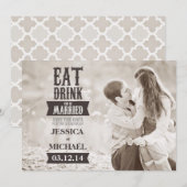 Essen Sie trinken und seien Sie Save the Date Verh (Vorne/Hinten)