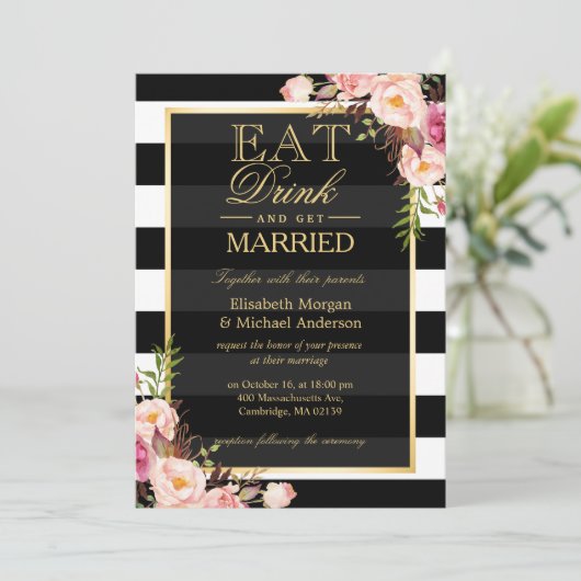 Essen Sie trinken und seien Sie Verheiratet Golden Einladung (Stehend Vorderseite)