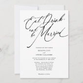 Essen Sie trinken und seien Sie verheiratet Modern Einladung (Vorderseite)