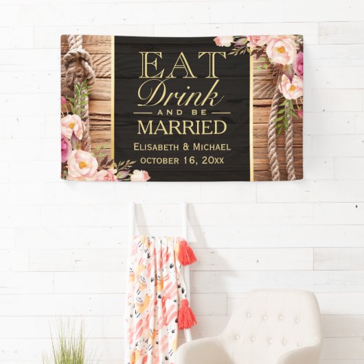 Essen Sie trinken und seien Sie Verheiratet rustik Banner (Insitu)