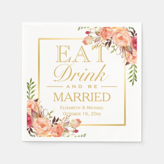 Essen Sie trinken und seien Sie Verheiratet rustik Serviette (Vorderseite)