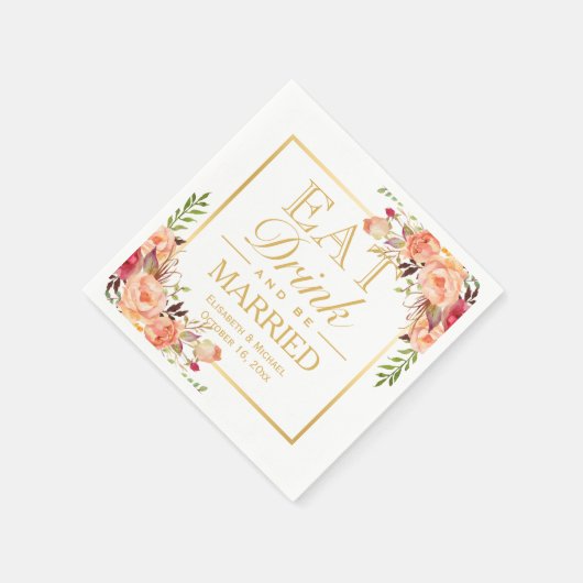 Essen Sie trinken und seien Sie Verheiratet rustik Serviette (Ecke)