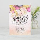 Essen Sie trinken und seien Sie Verheiratete Aquar Einladung (Stehend Vorderseite)