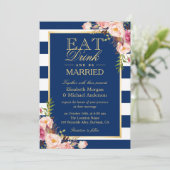 Essen Sie trinken und seien Sie Verheiratete blaue Einladung (Stehend Vorderseite)