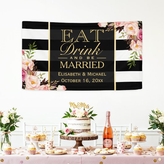 Essen Sie trinken und seien Sie Verheiratete Blume Banner