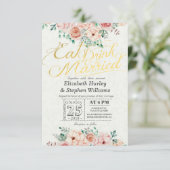 Essen Sie trinken und seien Sie Verheiratete Blume Einladung (Stehend Vorderseite)