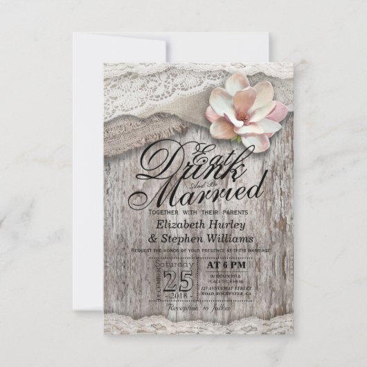 Essen Sie trinken und seien Sie Verheirateter Hoch Einladung (Vorderseite)