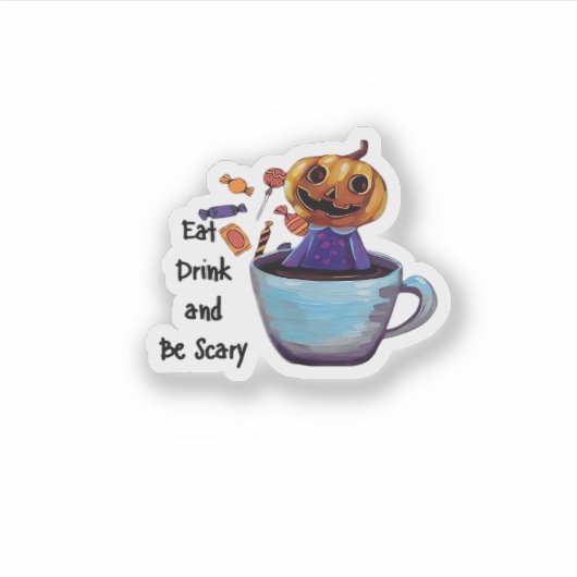 Essen Sie trinken und sind Sie Beängstigend Retro Aufkleber (Vorderseite)