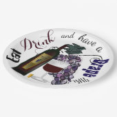 Essen Sie trinken und trinken Sie eine Traube. Pappteller (Schrägansicht)