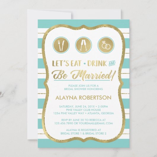 Essen Sie trinken und Verheiratet einladen, Imitat Einladung (Vorderseite)