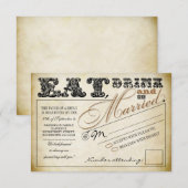 essen Sie trinken und verheiratet Hochzeit RSVP Karte (Vorne/Hinten)