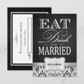 Essen Sie trinken und Verheiratet Hochzeit RSVP Karte (Vorne/Hinten)