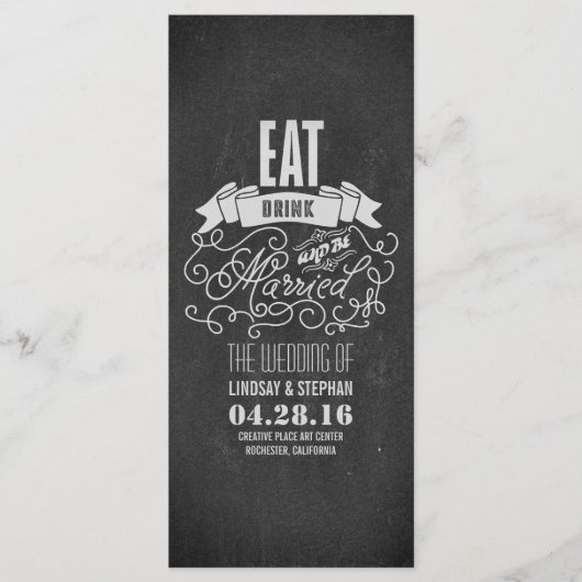 Essen Sie trinken und verheiratet Hochzeitsfeiern Programm (Vorderseite)