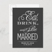 Essen Sie trinken und Verheiratet sein Ankündigungspostkarte (Vorne/Hinten)
