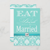 Essen Sie trinken und Verheiratet sein - Aquamarin RSVP Karte (Vorne/Hinten)