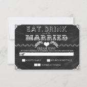 essen Sie trinken und verheiratet sein chalkboard  RSVP Karte (Vorderseite)