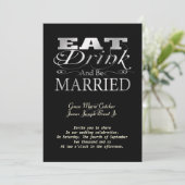 Essen Sie trinken und Verheiratet sein Einladung (Stehend Vorderseite)