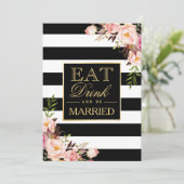 Essen Sie trinken und Verheiratet sein Gold Schwar Einladung (Stehend Vorderseite)