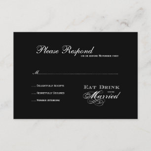 Essen Sie trinken und Verheiratet sein Hochzeit rs RSVP Karte