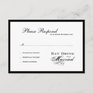 Essen Sie trinken und Verheiratet sein Hochzeit rs RSVP Karte