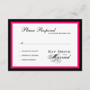 Essen Sie trinken und Verheiratet sein Hochzeit rs RSVP Karte