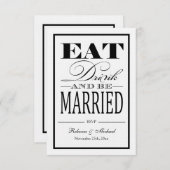 Essen Sie trinken und Verheiratet sein - Leinenpap RSVP Karte (Vorne/Hinten)