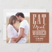 Essen Sie trinken und Verheiratet sein Terracotta Save The Date (Vorderseite)
