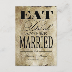 Essen Sie trinken und Verheiratet sein - Vintages  RSVP Karte
