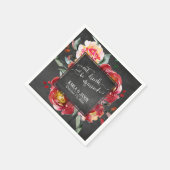 Essen Sie trinken und Verheiratete rote Blume auf Serviette (Ecke)