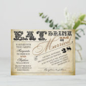 essen Sie trinken und verheiratete Typografie Hoch Einladung (Stehend Vorderseite)