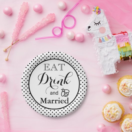 Essen Sie trinken, Verheiratet sein | polka dot pa Pappteller (Party)