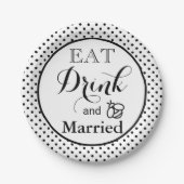 Essen Sie trinken, Verheiratet sein | polka dot pa Pappteller (Vorderseite)