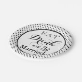 Essen Sie trinken, Verheiratet sein | polka dot pa Pappteller (Schrägansicht)