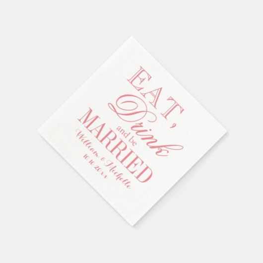 Essen Sie trinken verheiratete Korallen rosa Hochz Serviette (Ecke)